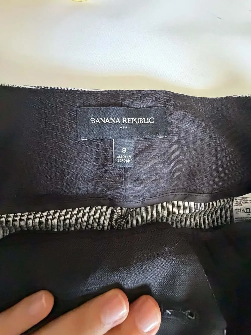 Banana Republic Pants 8 Gray White Striped Paperbag Tie Waist